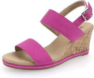 VJH confort Women's Wedge Sandals Buckle Straps Cork Platform Comfort Slingback Dress Open Toe Sandals