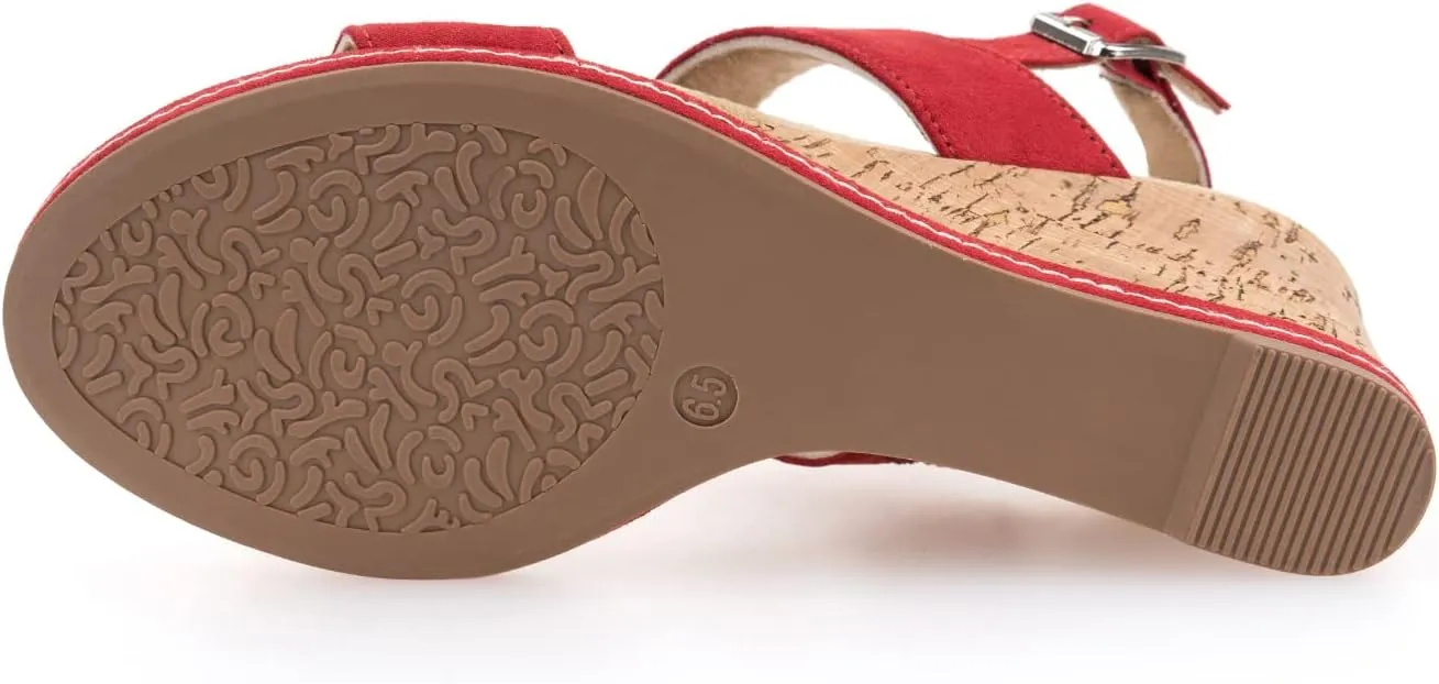 VJH confort Women's Wedge Sandals Buckle Straps Cork Platform Comfort Slingback Dress Open Toe Sandals