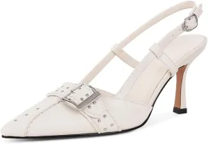 VOMIRA Heels for Women Stiletto Heels Pointed Toe Adjustable Buckle Strap Kitten Heels Pumps Shoes Office Dressy Heeled Sandals