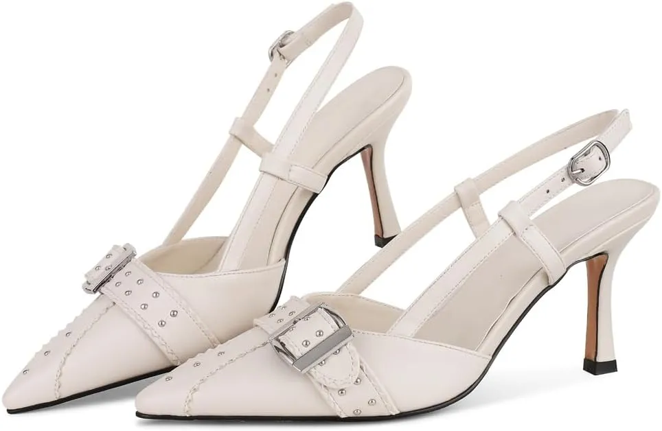 VOMIRA Heels for Women Stiletto Heels Pointed Toe Adjustable Buckle Strap Kitten Heels Pumps Shoes Office Dressy Heeled Sandals