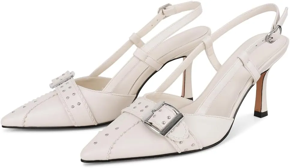 VOMIRA Heels for Women Stiletto Heels Pointed Toe Adjustable Buckle Strap Kitten Heels Pumps Shoes Office Dressy Heeled Sandals