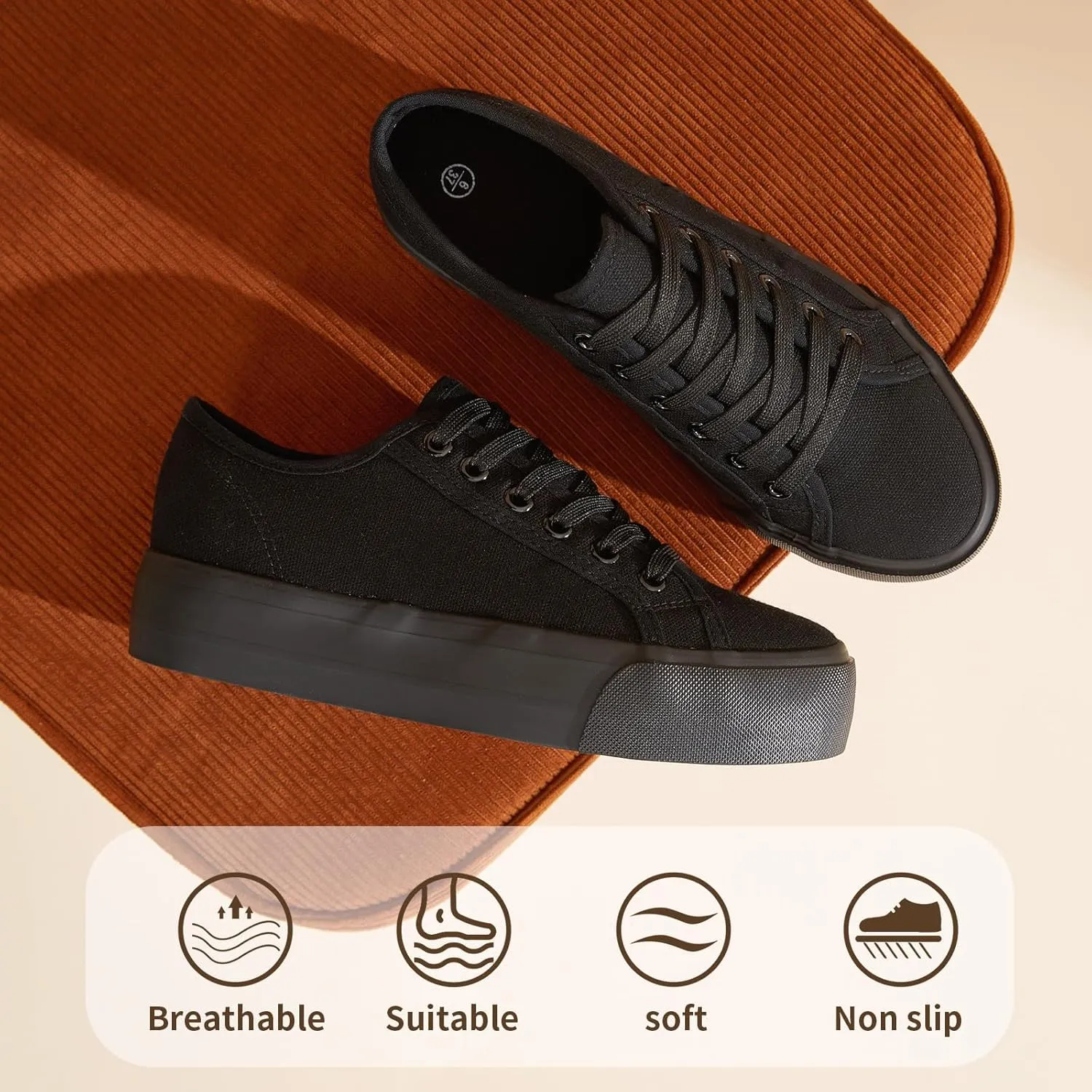 Waluzs Platform Sneakers for Women Low Top Platform Shoes Lace Up Womens Canvas Shoes Breathable White Tennis Shoes