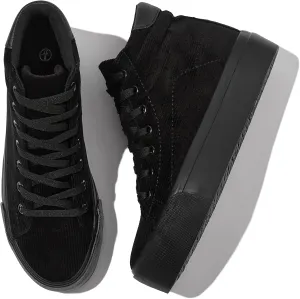 Waluzs Women's Platforms Sneakers White High Top Sneakers for Women Fashion Platform Shoes Classic Lace Up Tennis Shoes (Breathable,Comfortable)