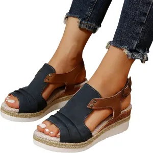 Wedge Sandals for Women Dressy Summer 2025, Women Espadrilles Wedges Ankle Strap Open Toe Sandals Wedge Platform Sandals Ladies Slip on Sandals Casual Low Heels Sandals