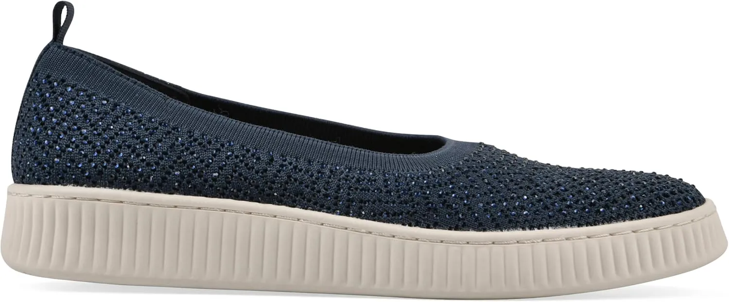 WHITE MOUNTAIN Women's Digs Sparkling Woven Knit Slip-On Flat