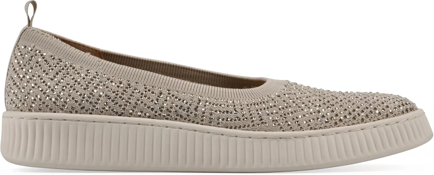 WHITE MOUNTAIN Women's Digs Sparkling Woven Knit Slip-On Flat