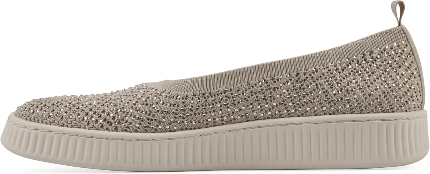 WHITE MOUNTAIN Women's Digs Sparkling Woven Knit Slip-On Flat