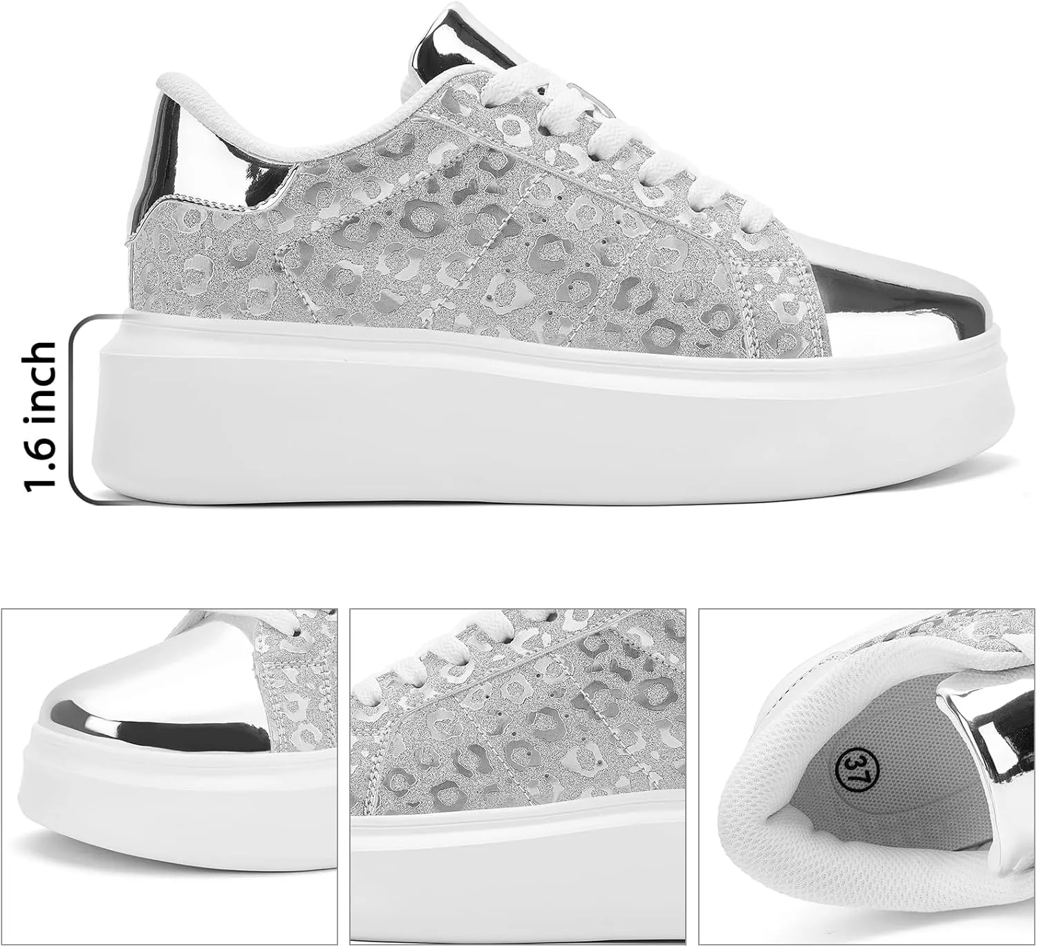 White Platform Sneakers for Women - Ultra Lightweight Classic Leather Walking Tennis Shoes Comfortable Lace Up Fashion Casual Shoes for Indoor Outdoor Travel Work