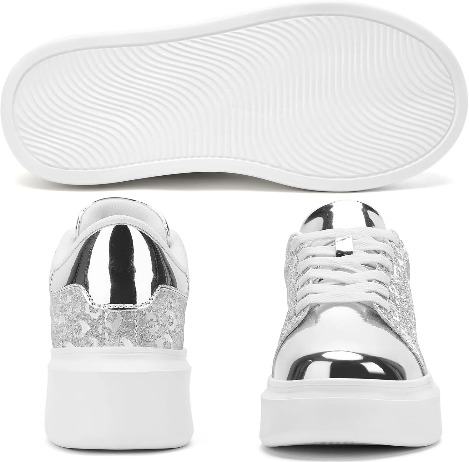 White Platform Sneakers for Women - Ultra Lightweight Classic Leather Walking Tennis Shoes Comfortable Lace Up Fashion Casual Shoes for Indoor Outdoor Travel Work