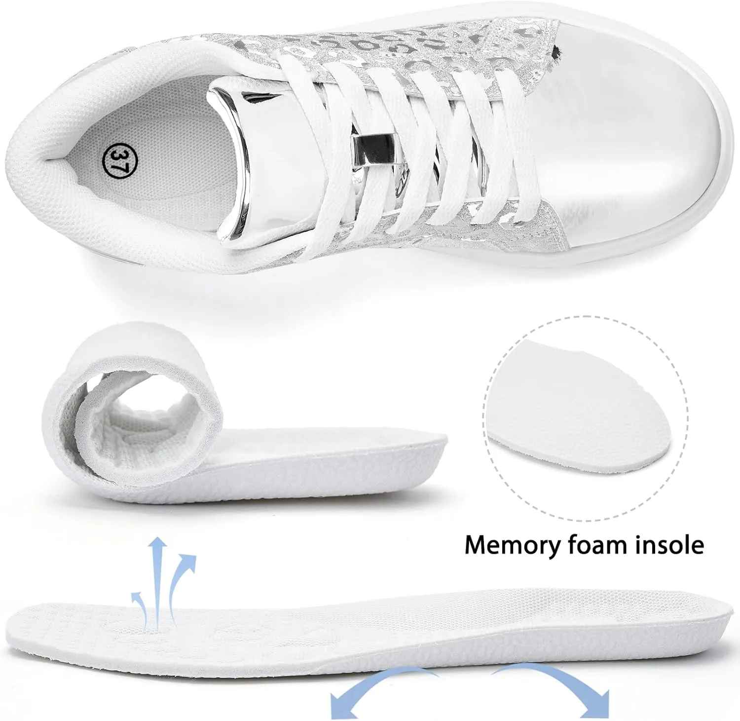 White Platform Sneakers for Women - Ultra Lightweight Classic Leather Walking Tennis Shoes Comfortable Lace Up Fashion Casual Shoes for Indoor Outdoor Travel Work