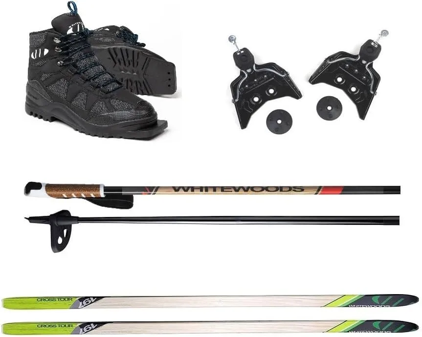 Whitewoods 75mm 3Pin Cross Country Ski Package; Boots, Bindings, Poles, Skis 207 cm (for Skiers 180 lbs. & Up)