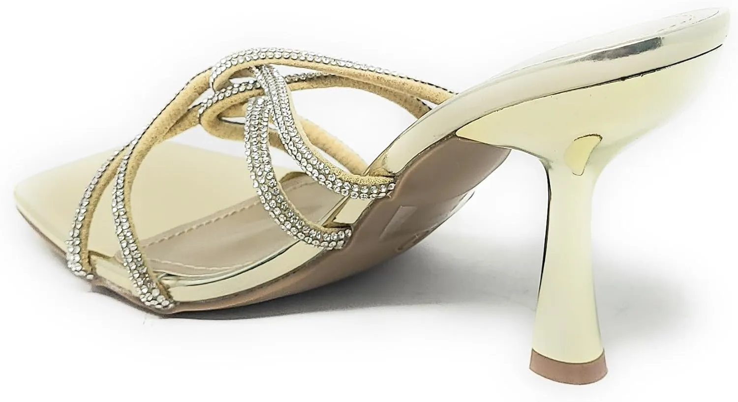 Wild Diva Nisha-07 Women's Square Toe Rhinestone Details Stilleto Heel Sandals