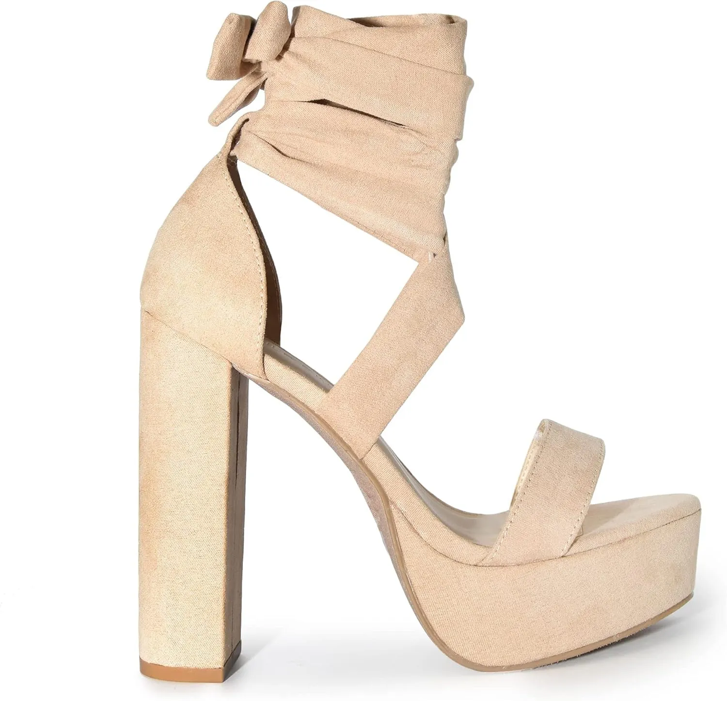 Wild Diva Women’s Lace Up Crisscross Platform Chunky Block Heel Sandals
