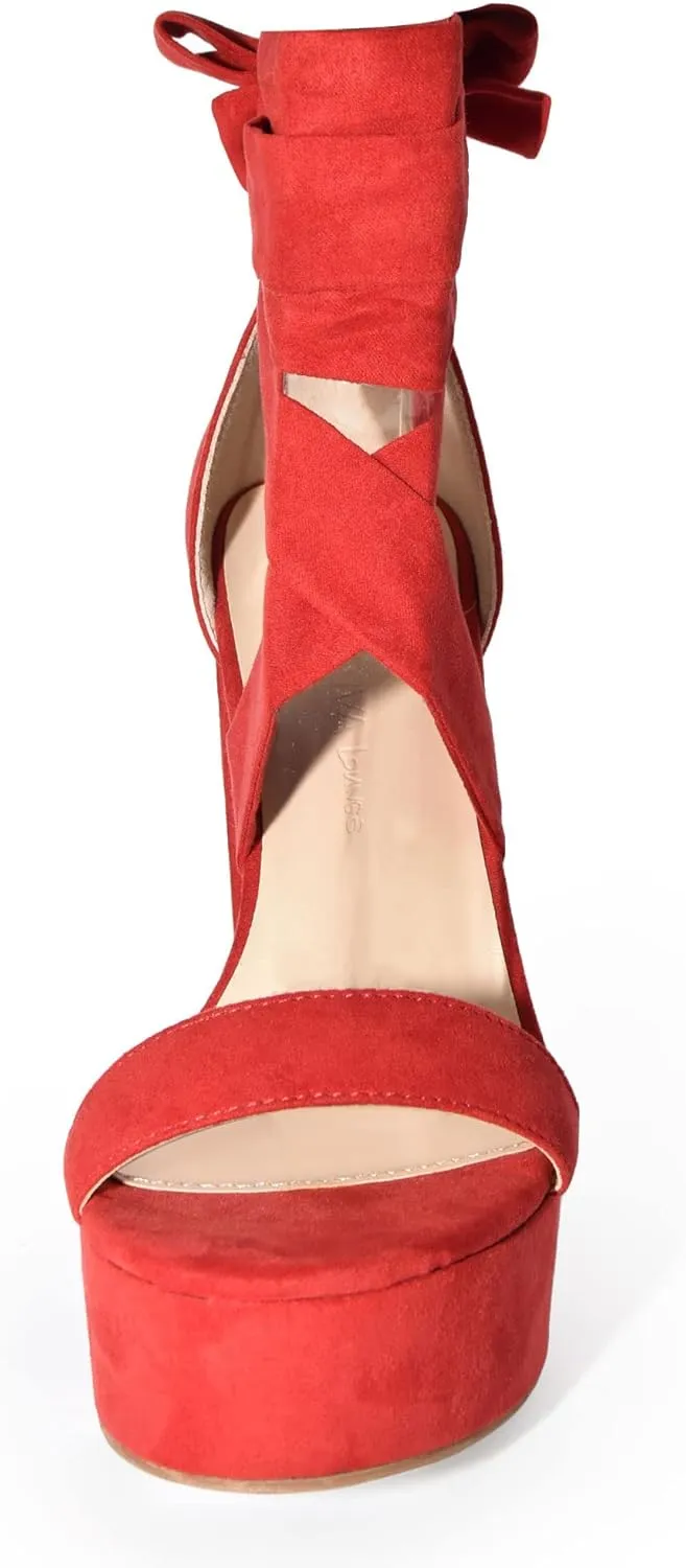 Wild Diva Women’s Lace Up Crisscross Platform Chunky Block Heel Sandals