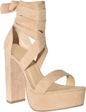 Wild Diva Women’s Lace Up Crisscross Platform Chunky Block Heel Sandals