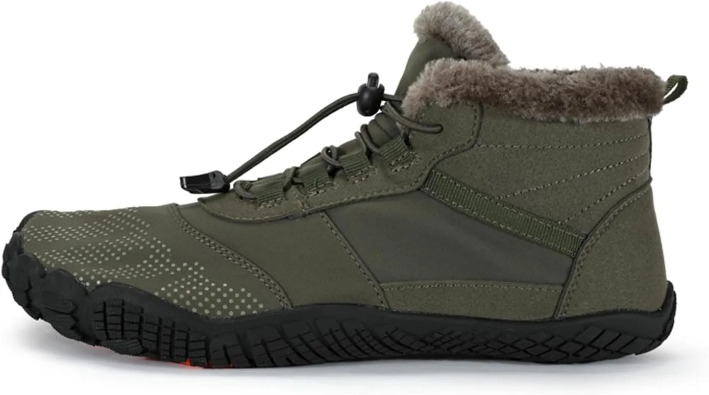 Winter Barefoot Shoes Mens Wide Toe Box Trail Runner Womens Minimalist Zero Drop Sole Walking Shoes Casual Hiking Cotton Boots Sneakers