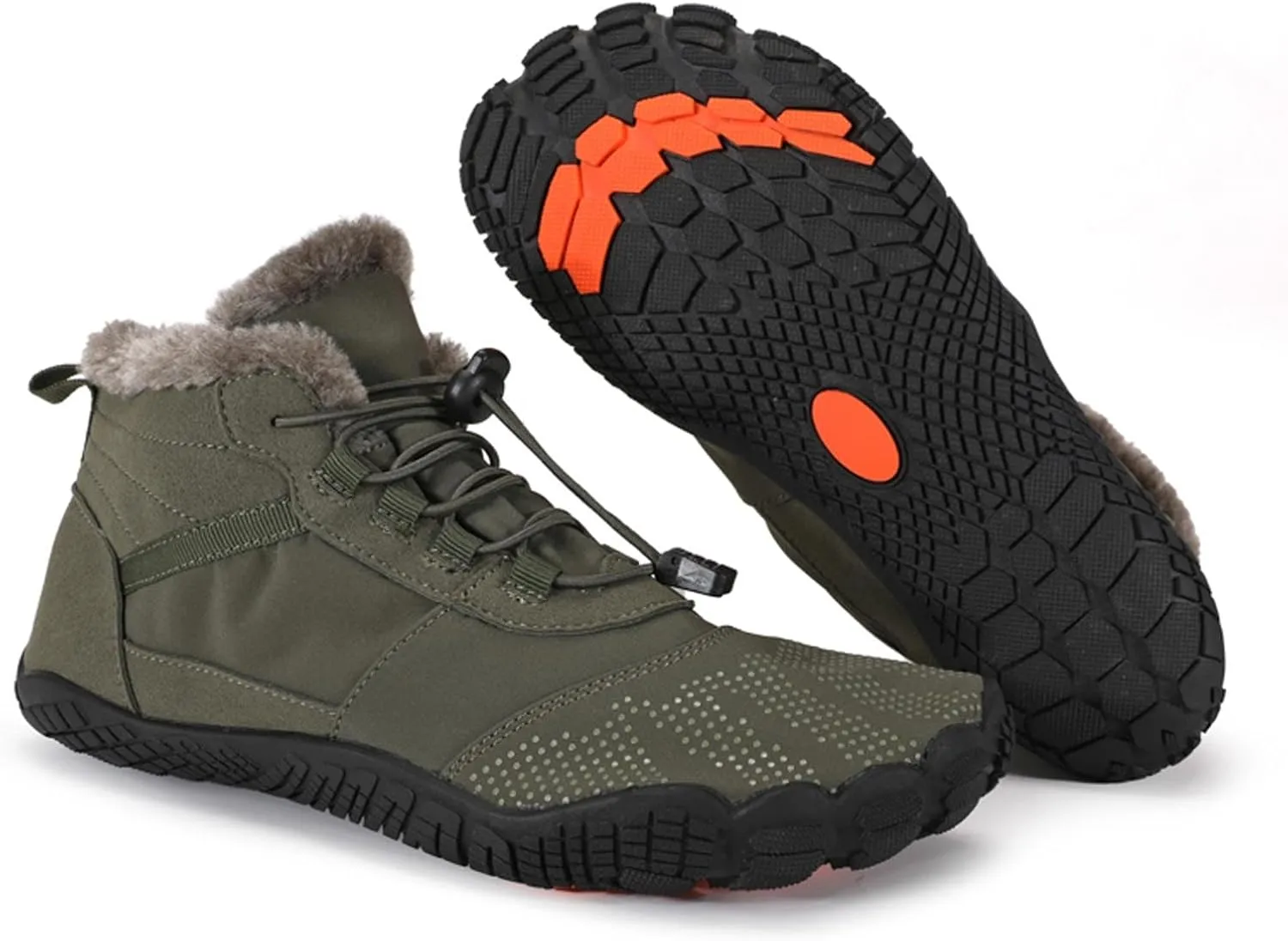 Winter Barefoot Shoes Mens Wide Toe Box Trail Runner Womens Minimalist Zero Drop Sole Walking Shoes Casual Hiking Cotton Boots Sneakers
