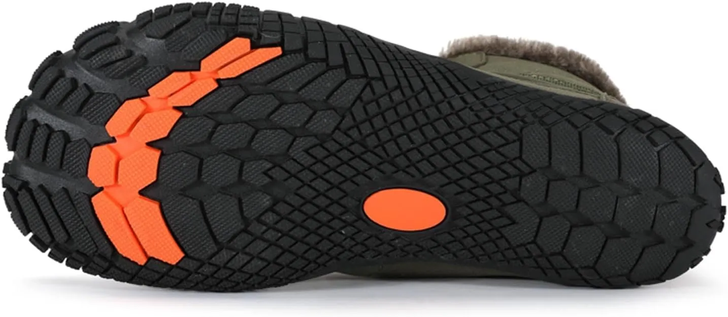 Winter Barefoot Shoes Mens Wide Toe Box Trail Runner Womens Minimalist Zero Drop Sole Walking Shoes Casual Hiking Cotton Boots Sneakers