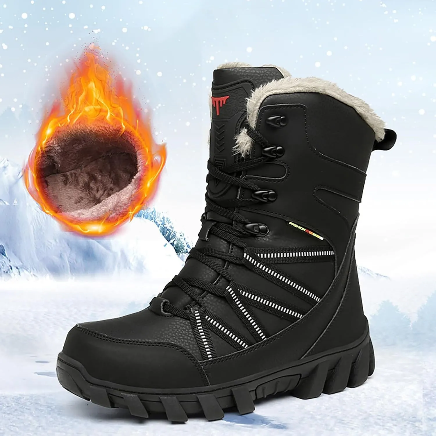 Winter Boots for Teen Boys, Waterproof Snow Boots Waterproof Non Slip Boots Trekking Trail Climbing Shoes Teens Snow Boots