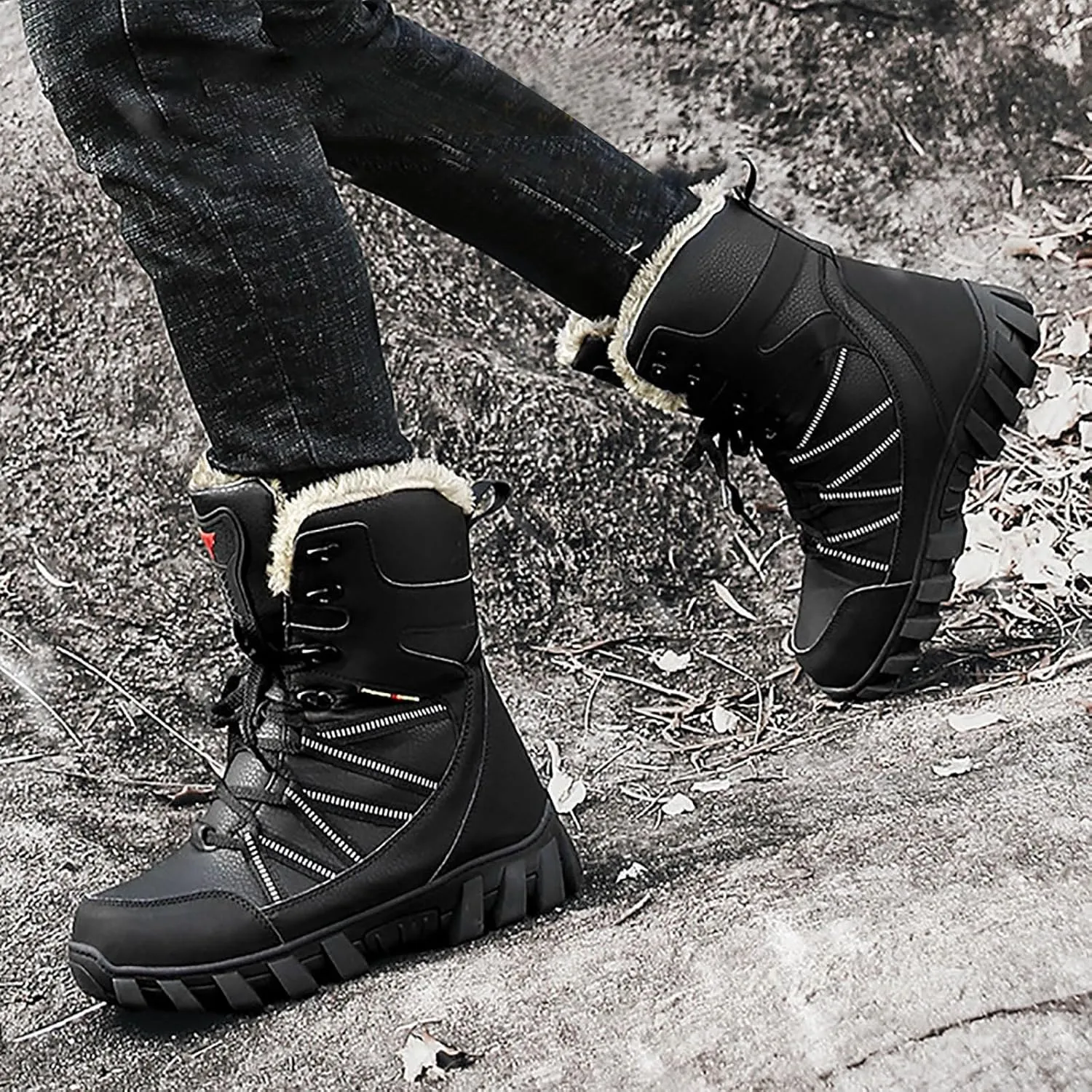 Winter Boots for Teen Boys, Waterproof Snow Boots Waterproof Non Slip Boots Trekking Trail Climbing Shoes Teens Snow Boots