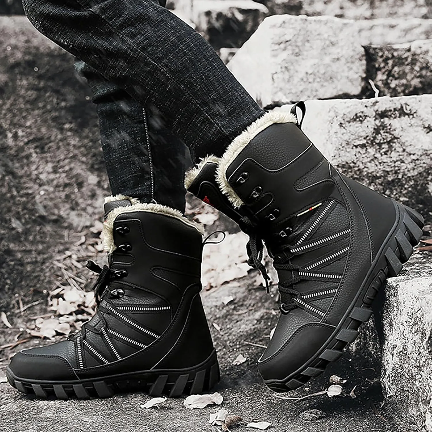 Winter Boots for Teen Boys, Waterproof Snow Boots Waterproof Non Slip Boots Trekking Trail Climbing Shoes Teens Snow Boots