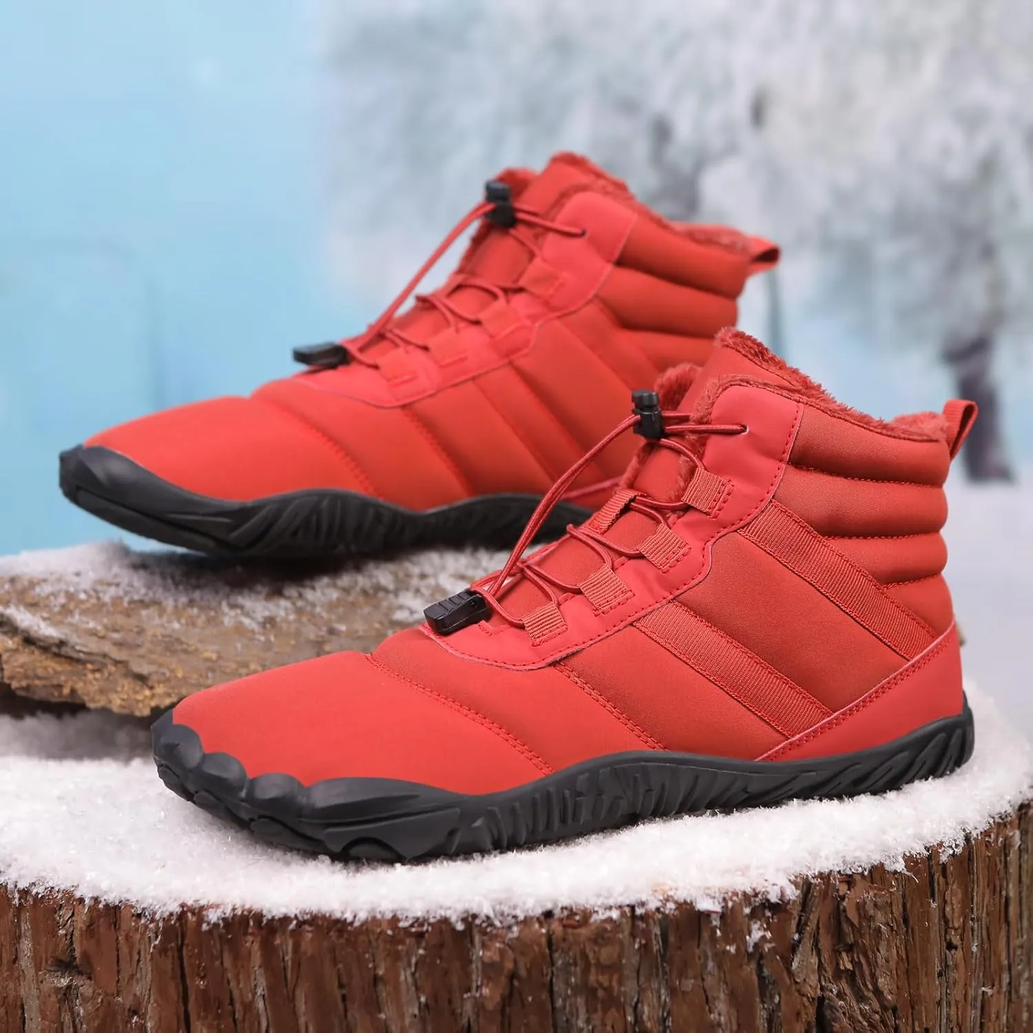Winter Snow Boots for Women & Men | Minimalist Winter Snow Boots Barefoot | Warm Ankle Booties | Zero Drop Sole | Wide Toe Box | Slip on Sneakers | Waterproof Fur Lining Warm Snow Ankle Boots