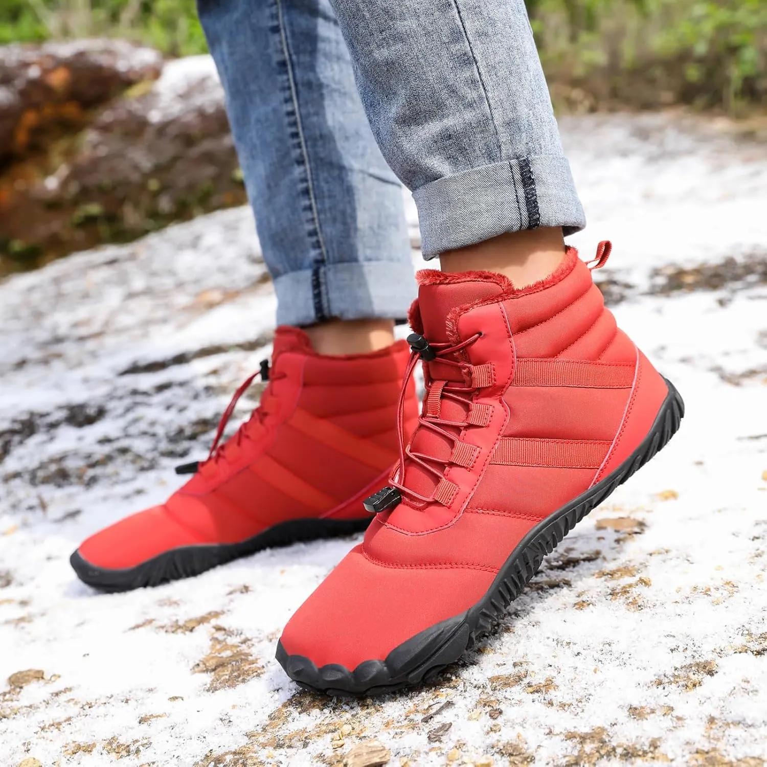 Winter Snow Boots for Women & Men | Minimalist Winter Snow Boots Barefoot | Warm Ankle Booties | Zero Drop Sole | Wide Toe Box | Slip on Sneakers | Waterproof Fur Lining Warm Snow Ankle Boots
