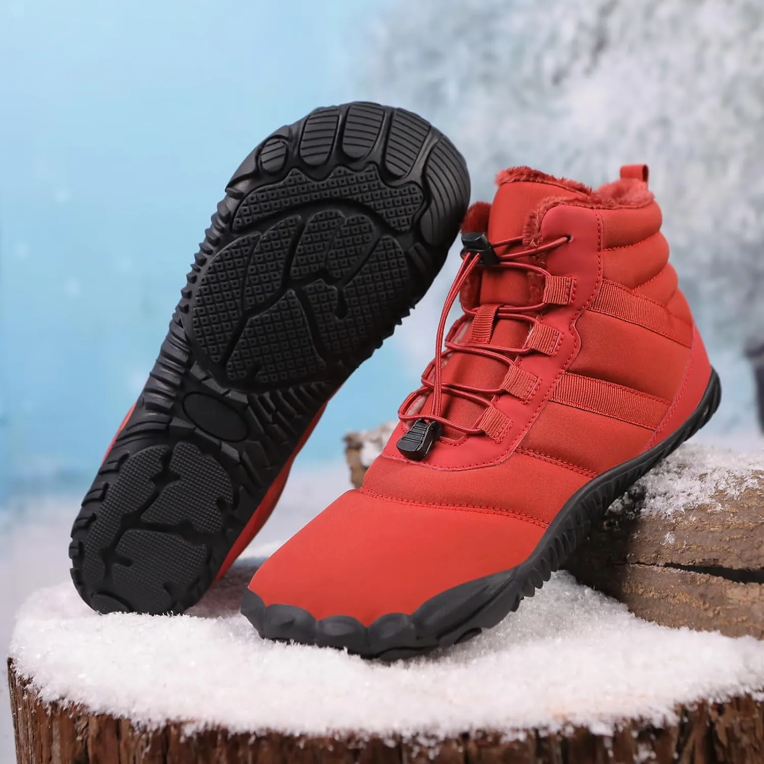 Winter Snow Boots for Women & Men | Minimalist Winter Snow Boots Barefoot | Warm Ankle Booties | Zero Drop Sole | Wide Toe Box | Slip on Sneakers | Waterproof Fur Lining Warm Snow Ankle Boots