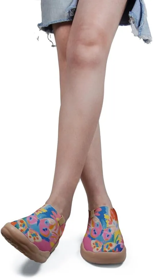 Women Artistic Painting Slip On Travel Shoes Breathable Comfort Walking Loafers Lightweight Arch Support Outdoor Footwear