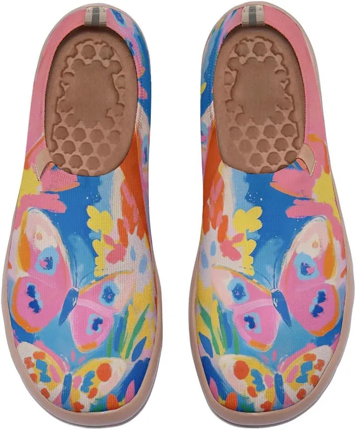 Women Artistic Painting Slip On Travel Shoes Breathable Comfort Walking Loafers Lightweight Arch Support Outdoor Footwear