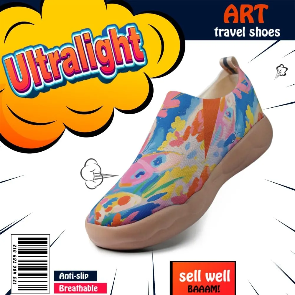 Women Artistic Painting Slip On Travel Shoes Breathable Comfort Walking Loafers Lightweight Arch Support Outdoor Footwear