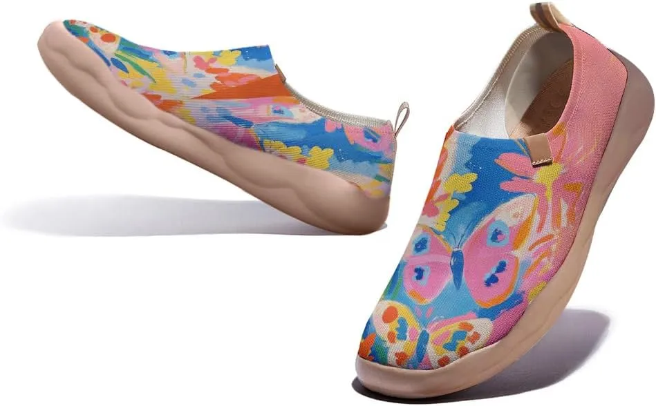 Women Artistic Painting Slip On Travel Shoes Breathable Comfort Walking Loafers Lightweight Arch Support Outdoor Footwear