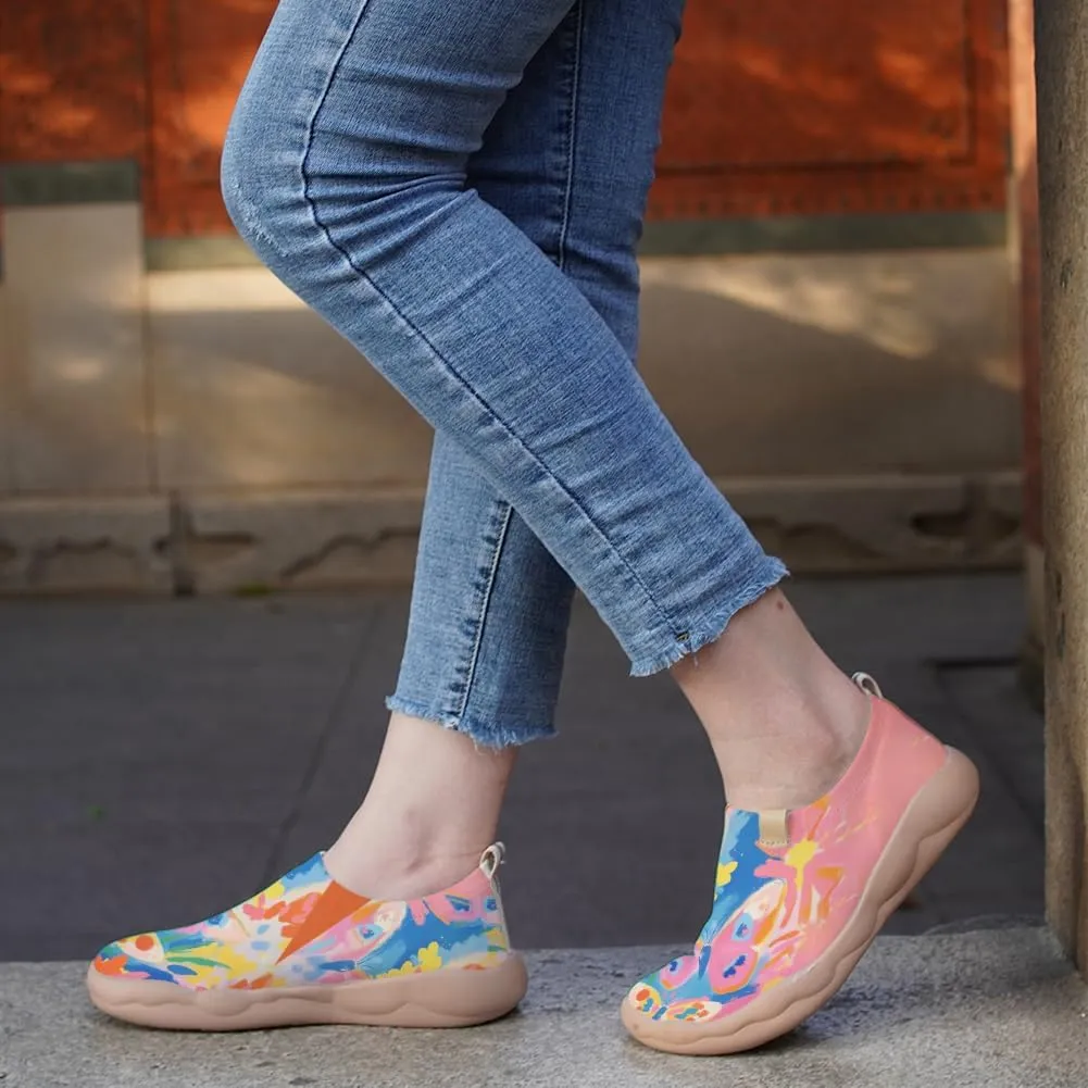 Women Artistic Painting Slip On Travel Shoes Breathable Comfort Walking Loafers Lightweight Arch Support Outdoor Footwear