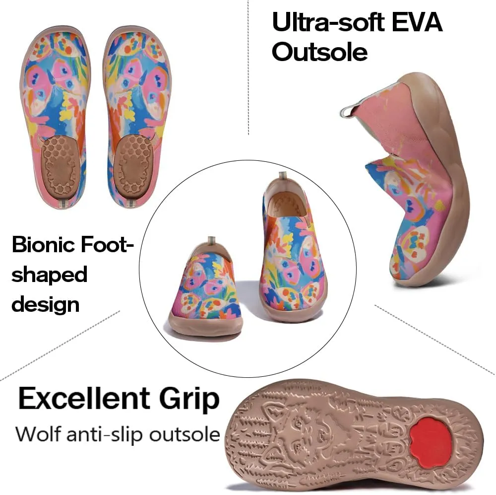Women Artistic Painting Slip On Travel Shoes Breathable Comfort Walking Loafers Lightweight Arch Support Outdoor Footwear