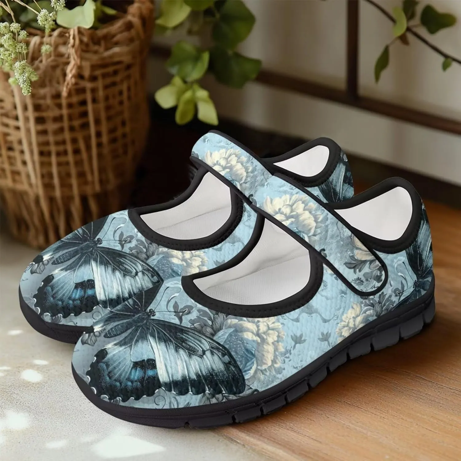 Women Butterfly Flower Mary Jane Ballet Flats Mesh Flats Work Shoes Casual Ballerina Dress Loafers