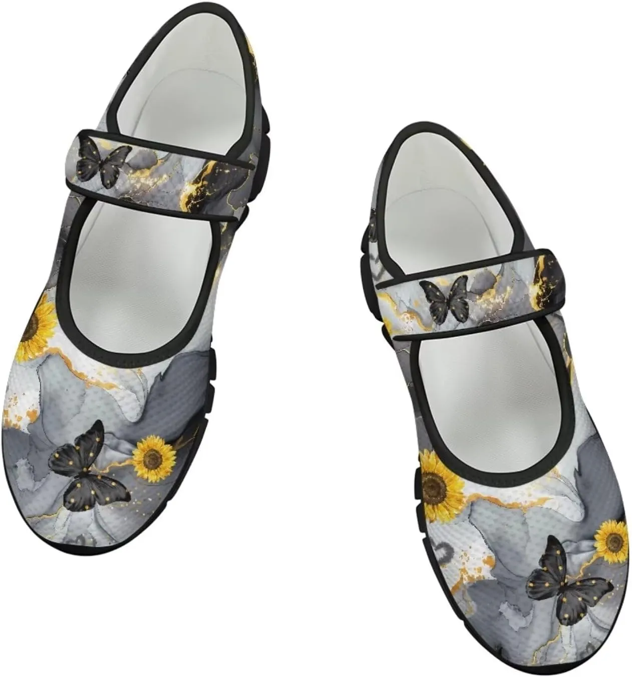 Women Butterfly Flower Mary Jane Ballet Flats Mesh Flats Work Shoes Casual Ballerina Dress Loafers