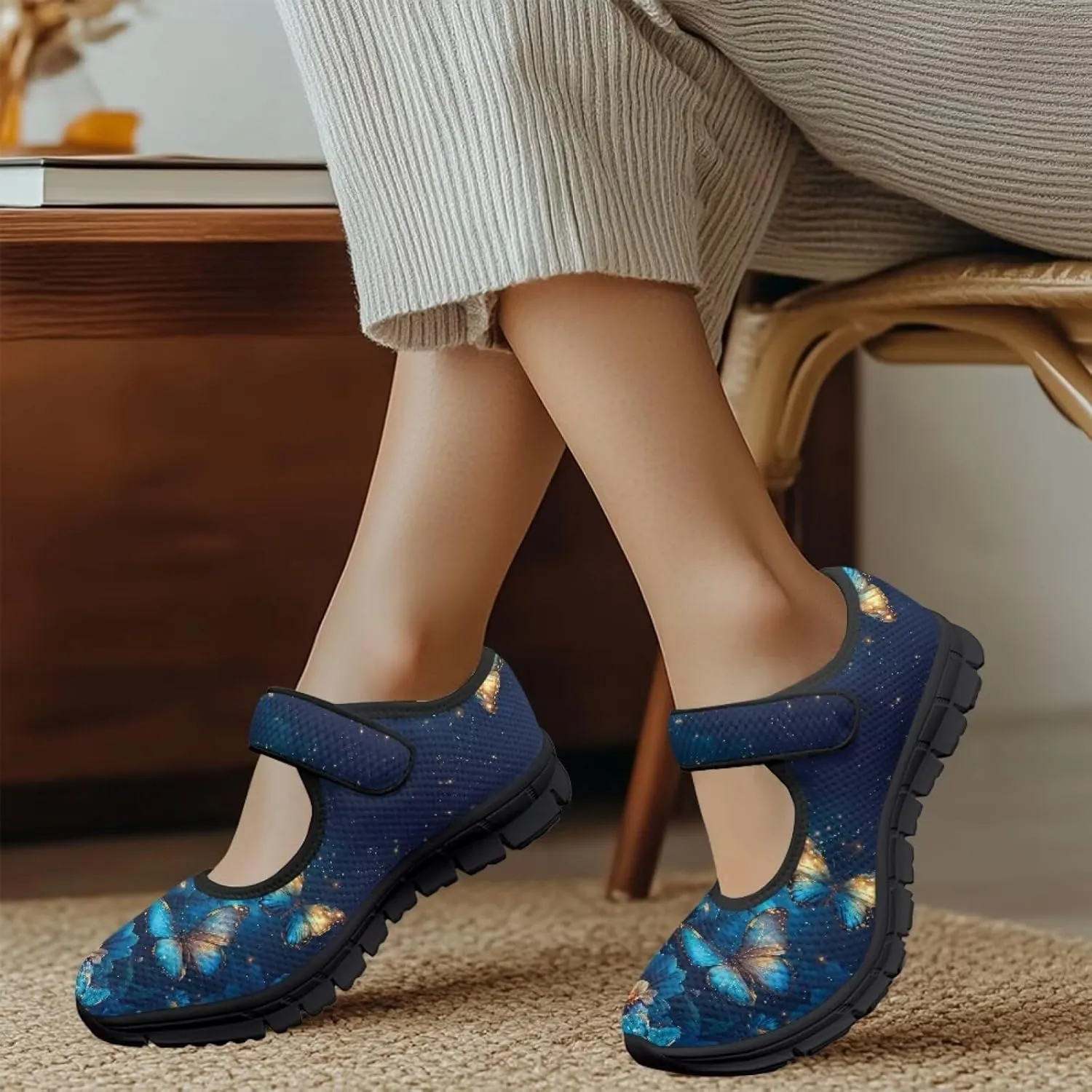 Women Butterfly Flower Mary Jane Ballet Flats Mesh Flats Work Shoes Casual Ballerina Dress Loafers