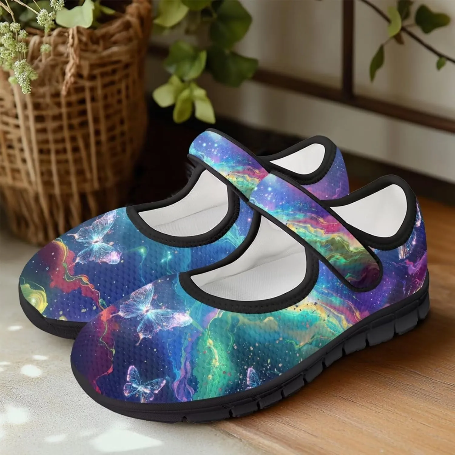 Women Butterfly Flower Mary Jane Ballet Flats Mesh Flats Work Shoes Casual Ballerina Dress Loafers
