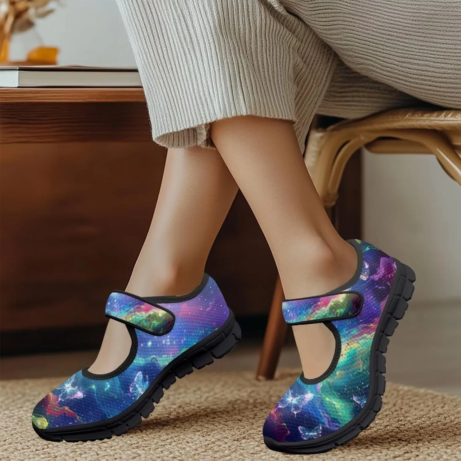 Women Butterfly Flower Mary Jane Ballet Flats Mesh Flats Work Shoes Casual Ballerina Dress Loafers