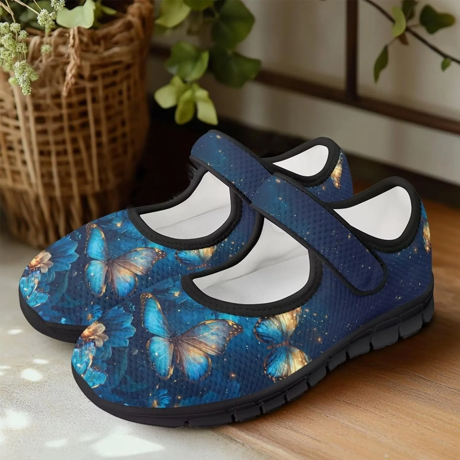 Women Butterfly Flower Mary Jane Ballet Flats Mesh Flats Work Shoes Casual Ballerina Dress Loafers