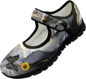 Women Butterfly Flower Mary Jane Ballet Flats Mesh Flats Work Shoes Casual Ballerina Dress Loafers