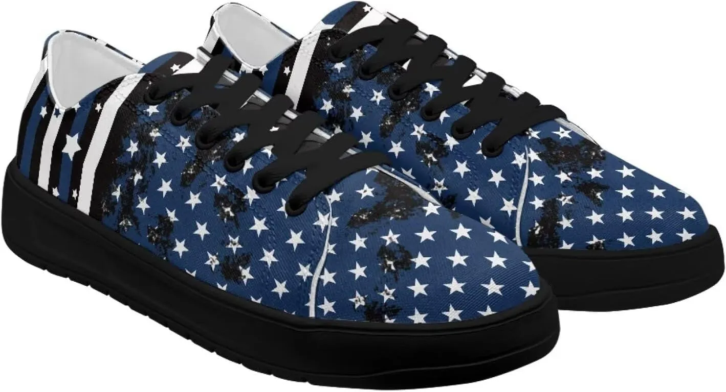 Women Classic Fashion Sneakers Lace Up Low Top Canvas Casual Sneakers Lightweight Breathable Comfort Wide Toe Shoes