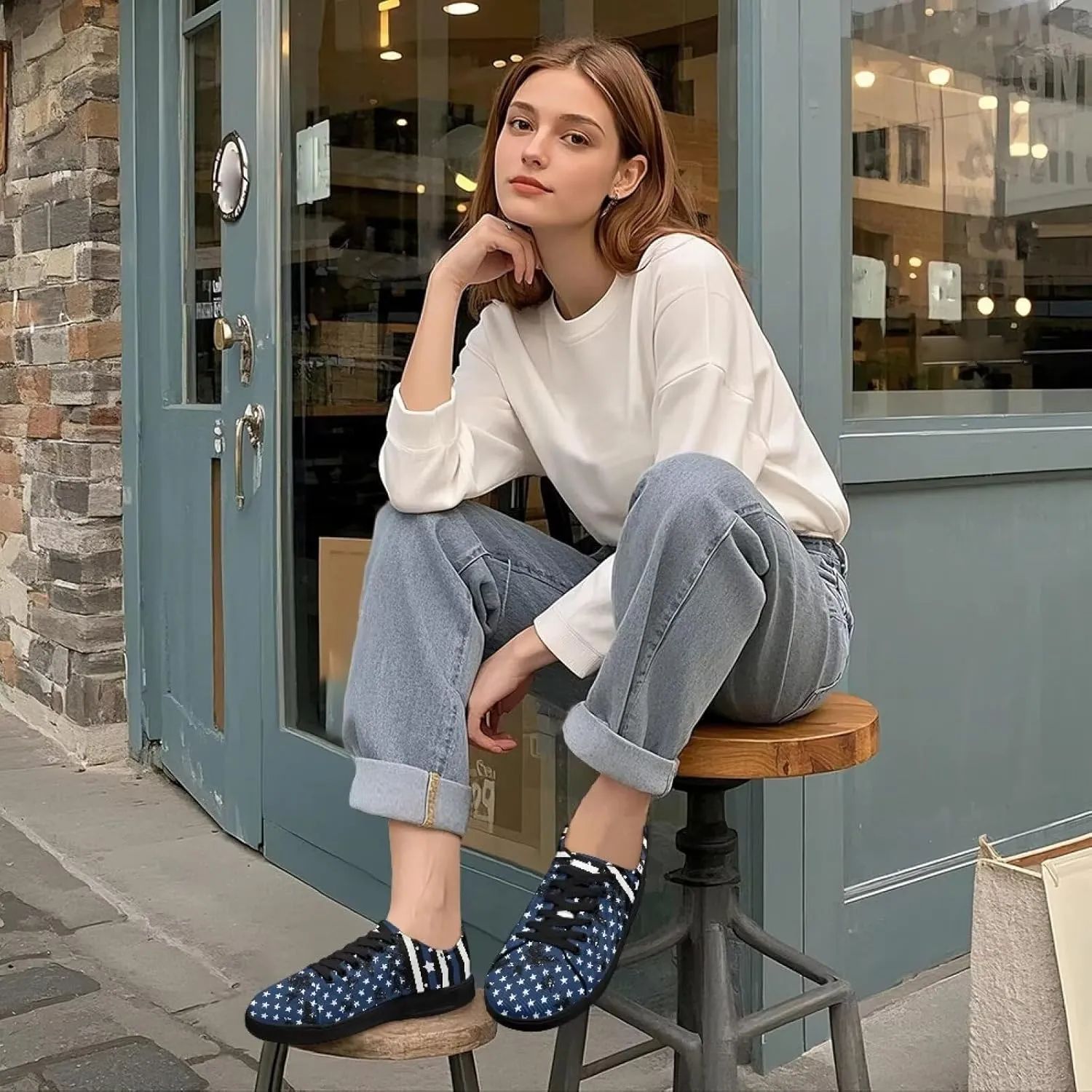 Women Classic Fashion Sneakers Lace Up Low Top Canvas Casual Sneakers Lightweight Breathable Comfort Wide Toe Shoes