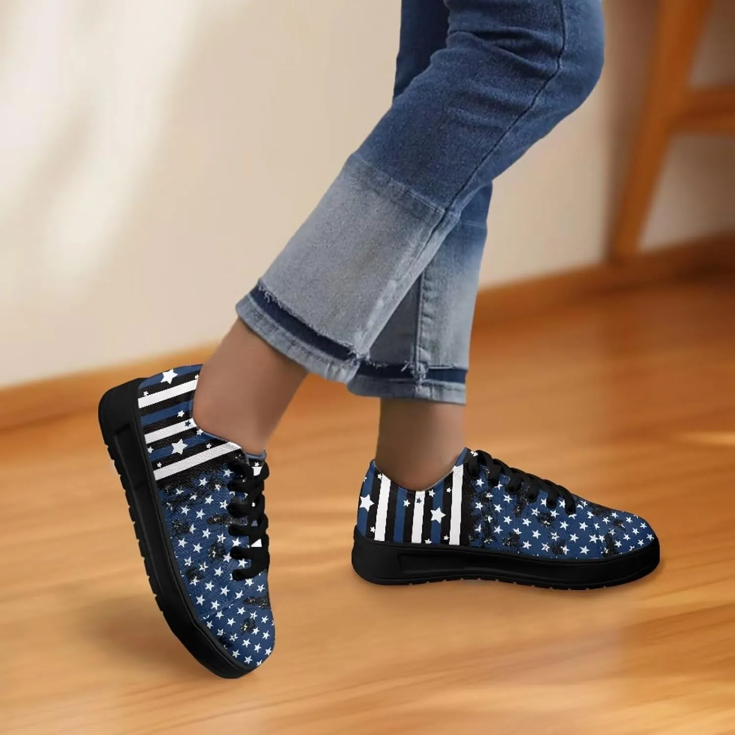 Women Classic Fashion Sneakers Lace Up Low Top Canvas Casual Sneakers Lightweight Breathable Comfort Wide Toe Shoes