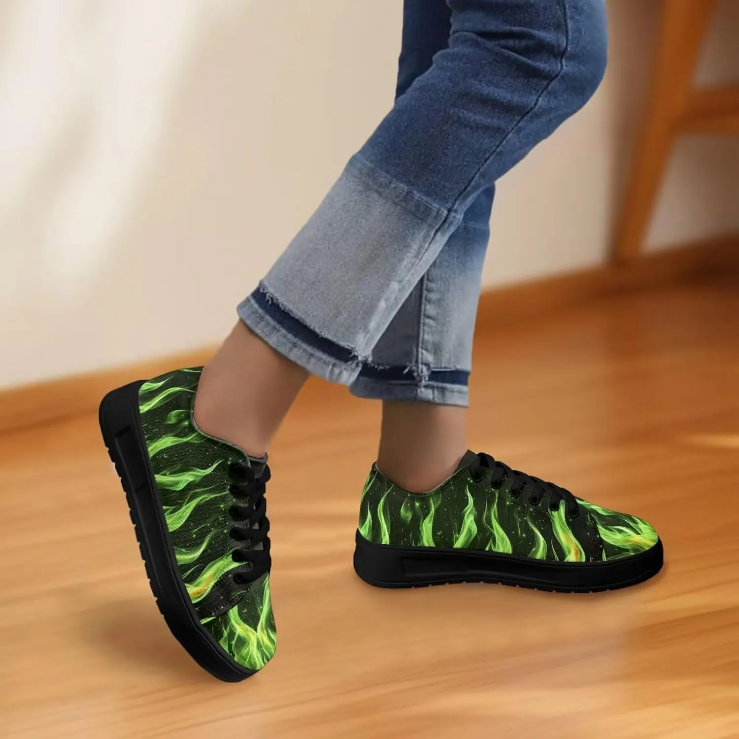 Women Classic Fashion Sneakers Lace Up Low Top Canvas Casual Sneakers Lightweight Breathable Comfort Wide Toe Shoes