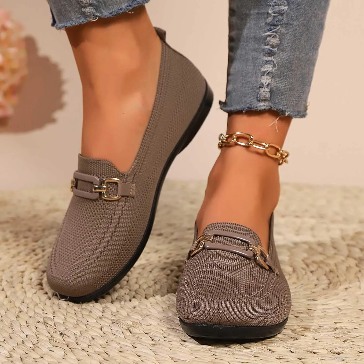 Women Flat Shoes Ballet Round Toe Slip On Dressy Work Shoes for Womens, Lightweight Non-Slip Sole for Office Ballet Flat Shoe for Women Comfortable