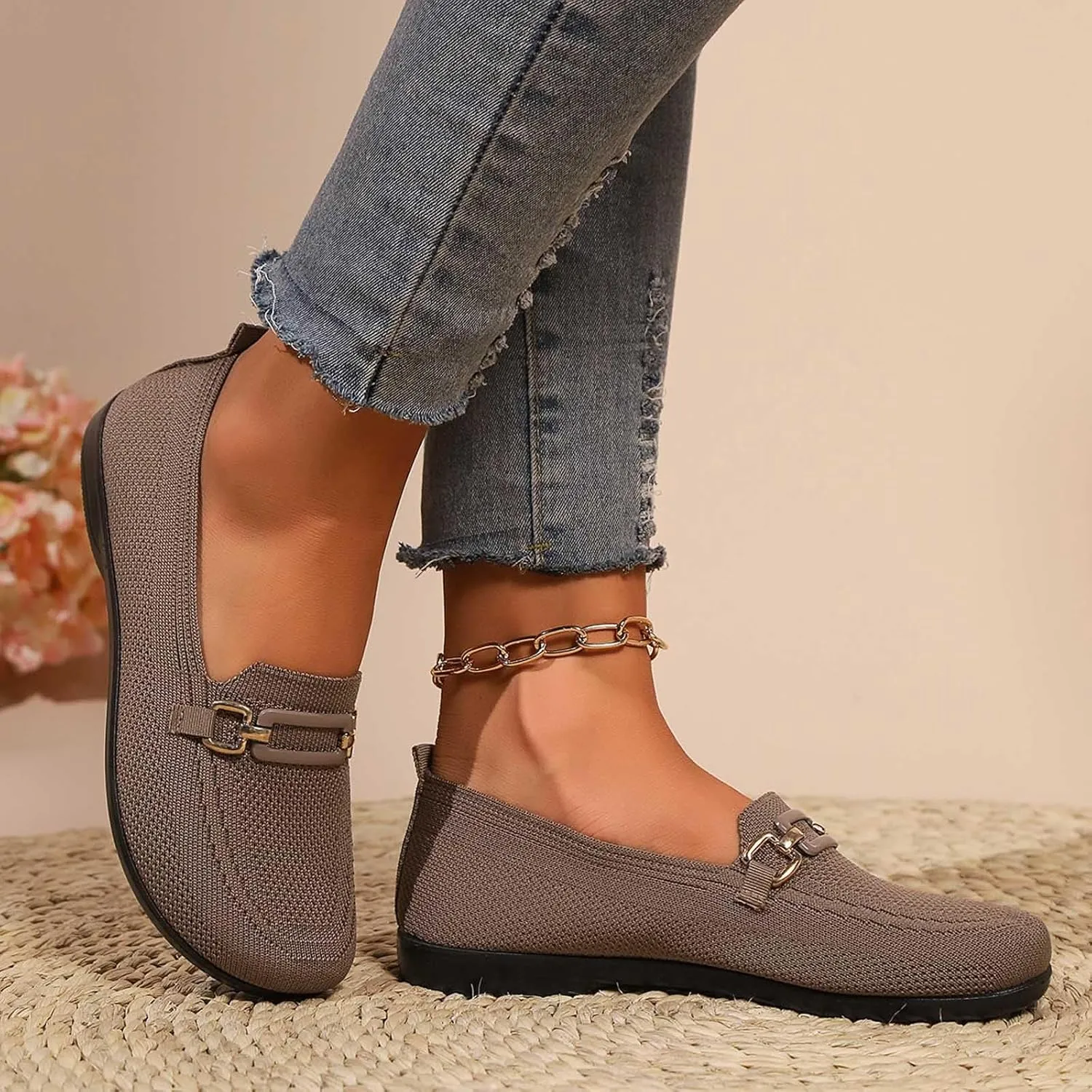 Women Flat Shoes Ballet Round Toe Slip On Dressy Work Shoes for Womens, Lightweight Non-Slip Sole for Office Ballet Flat Shoe for Women Comfortable
