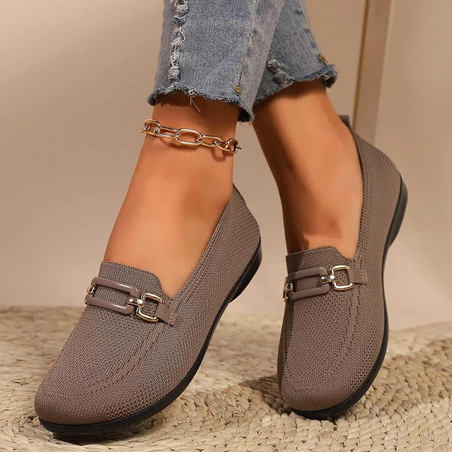 Women Flat Shoes Ballet Round Toe Slip On Dressy Work Shoes for Womens, Lightweight Non-Slip Sole for Office Ballet Flat Shoe for Women Comfortable