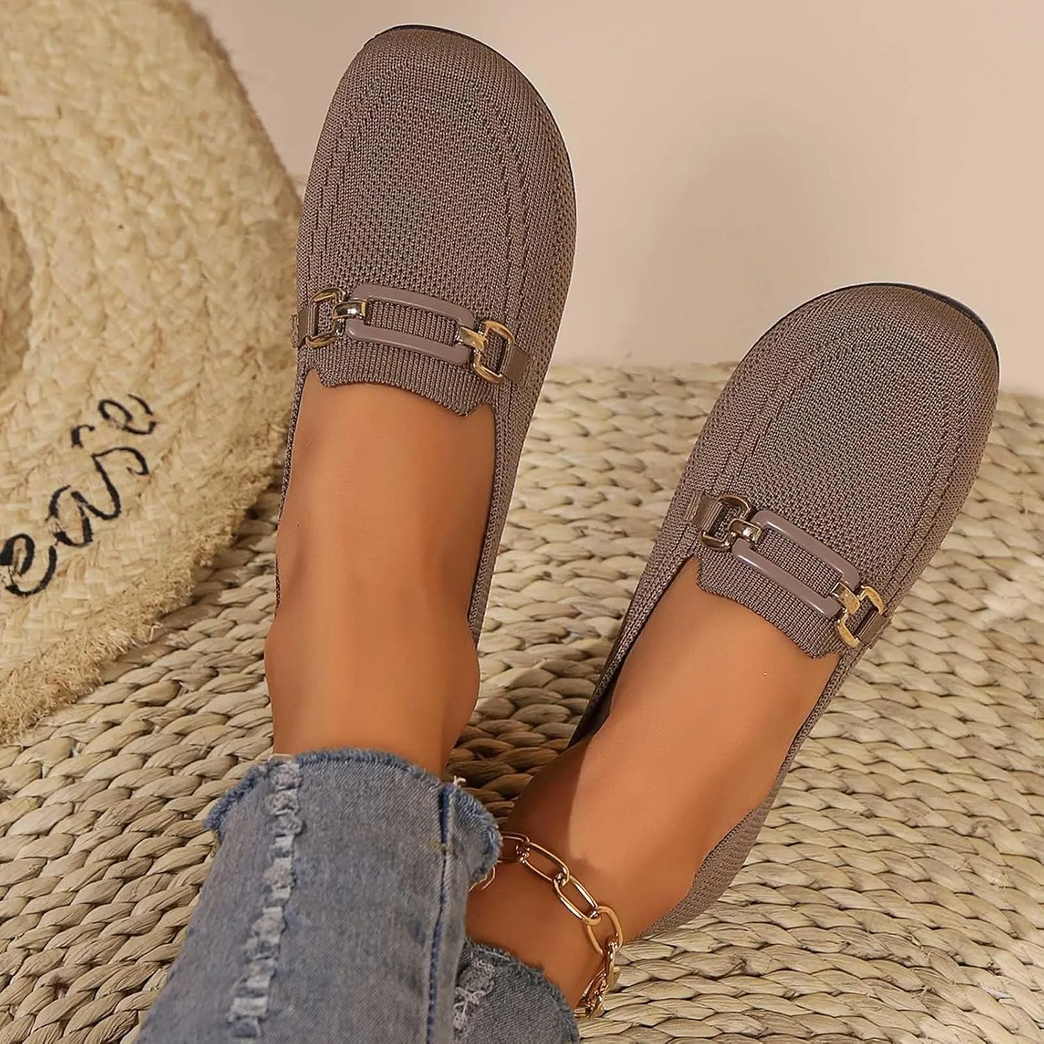 Women Flat Shoes Ballet Round Toe Slip On Dressy Work Shoes for Womens, Lightweight Non-Slip Sole for Office Ballet Flat Shoe for Women Comfortable