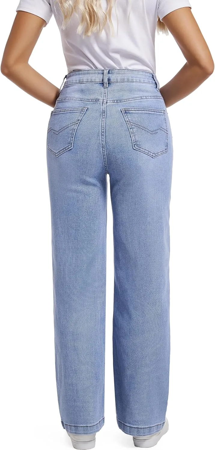 Women Jeans High Waist Trendy Tummy Casual Control Jeans Y2k Boyfriends Straight Jeans for Women